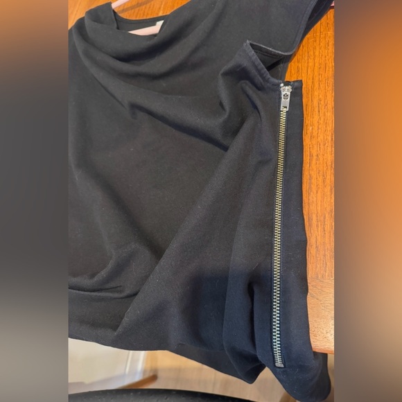 Helmut Lang Little Black Dress w Cowl Neck, Ruched Waist & Side Zipper - Picture 5 of 7